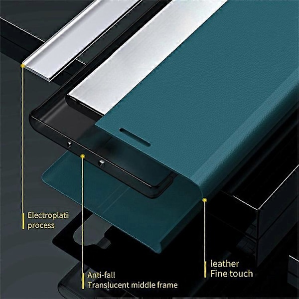 Kompatibel med Samsung Galaxy M23 5G / F23 5G Elektroplettering PU Læder Cover Fuld Beskyttelse Stand Telefon Cover Azure