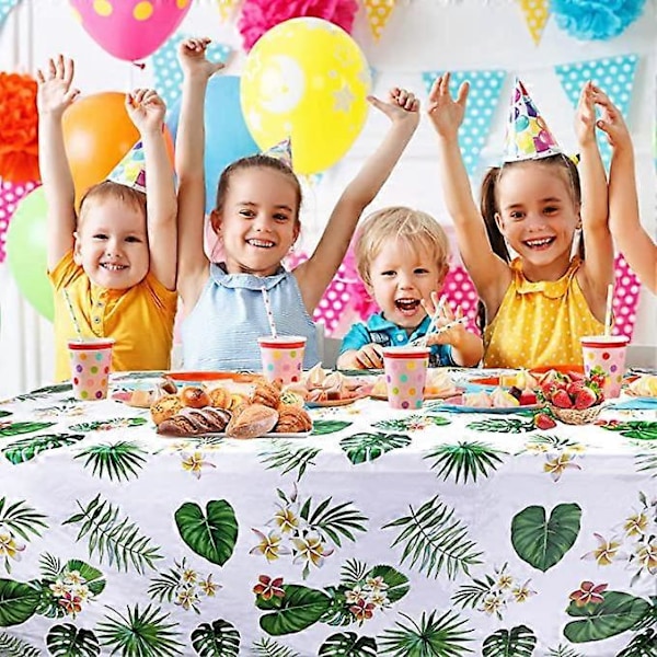 Luau Palmeblader Duk Bordpynt, 2 Pakke Engangs Vanntett Plast Hawaii Borddeksler Rektangel Grønne Palmeblader