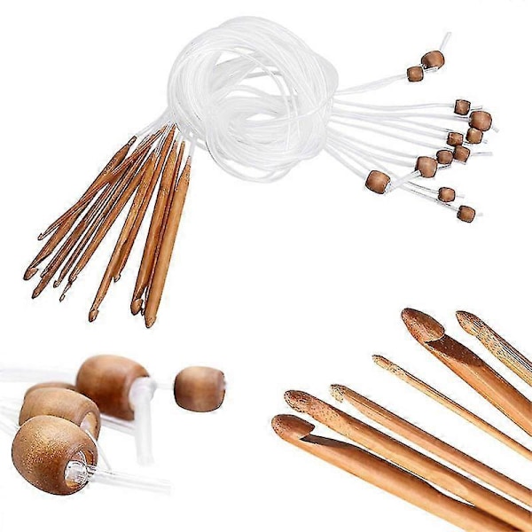12 Storlekar Afghansk Tunisisk Bambu Virknålar Sticknålsset 3-10mm