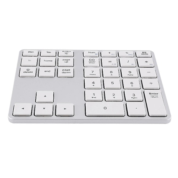 Bluetooth 5.0 Trådløst Numerisk Tastatur 35 Taster Digitalt Tastatur For Windows Android Pc Nettbrett Laptop, sølv hvit