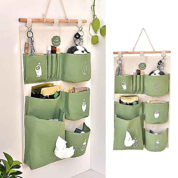 Sød Ugle Dør Garderobe Vægophæng Multi-lomme Opbevaringspose Container Organizer Q