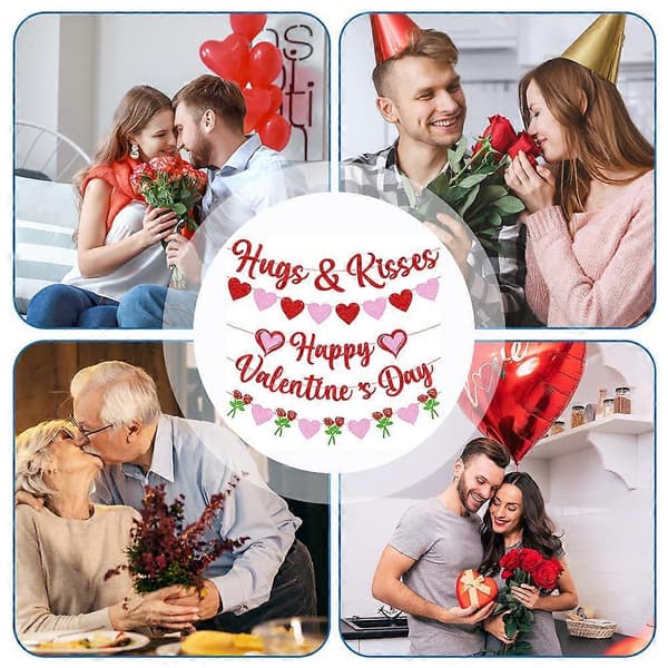 Glade Valentinhjertebannere Søte Valentinstilbehør til bryllupsfest 4 in 1