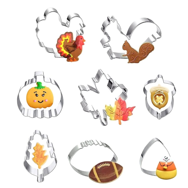 Höst Thanksgiving Kakformar 8 st Höstsäsong Kakformar Rostfritt Stål Q