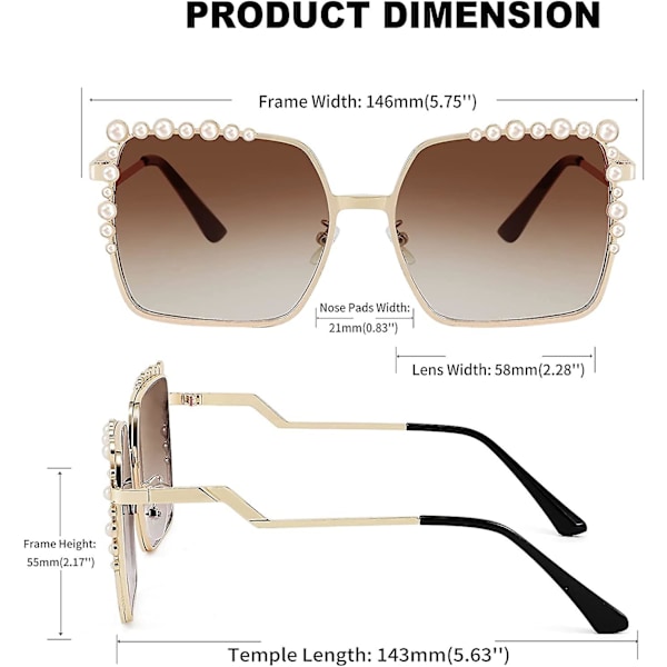 Ubiuo Dame Oversized Firkantede Solbriller Perledesign Damer 2021 Ny Luksus Mode Store Shades B2747