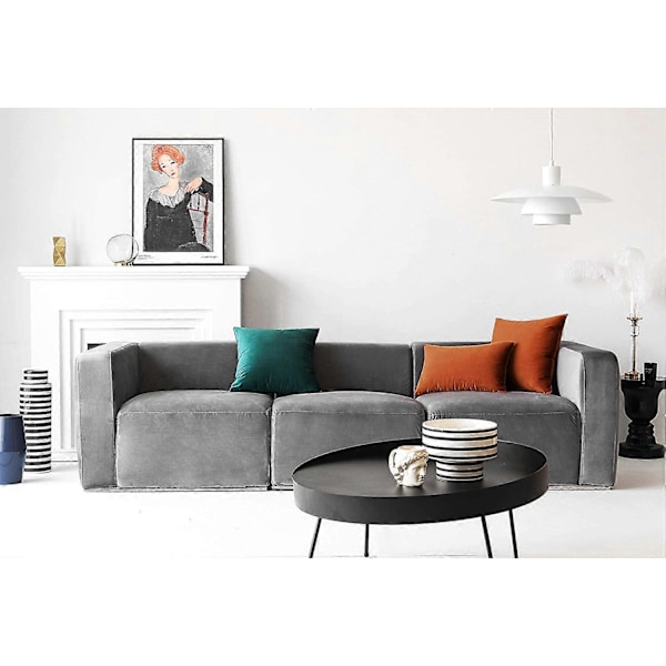 Sett med 2 koselige firkantede pynteputetrekk i fløyel for sofa og seng, Teal, 45 x 45 cm