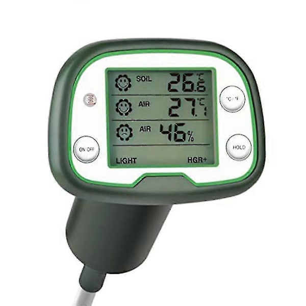 Digital Jordtermometer 4-i-1 Jordtestare Jordtermometer/ljus/lufttemperatur/luftfuktighet Met TTH
