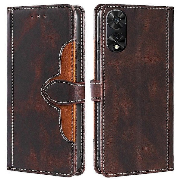 Kompatibelt för TCL 505 Fodral PU Läder Telefonskal Anti-Fall Skal med Ställfunktion Brown