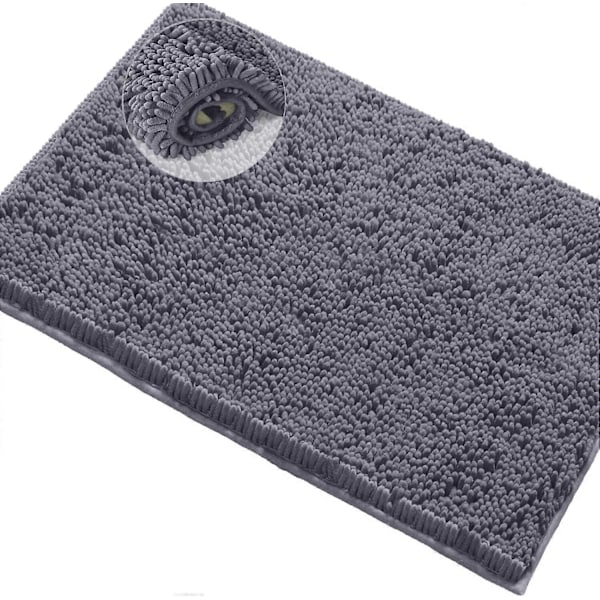 Badrumsmatta - Extra mjuk plysch badrumsmatta, 1'' Chenille Mikrofibermaterial, Superabsorberande lurvig badrumsmatta (40 x 60 cm, Mörkgrå)