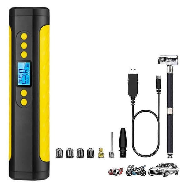 Bærbar Luftkompressor Mini Inflator Elektrisk Pumpe Nød Dækpumpe Med LCD Display LED