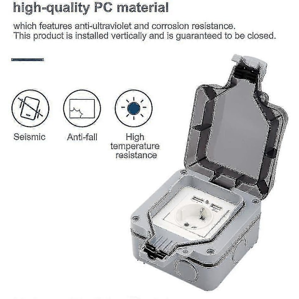 Trädgårdsuttag Utomhusuttag Ip66 Vattentätt Usb-uttag Väggmonterat-c