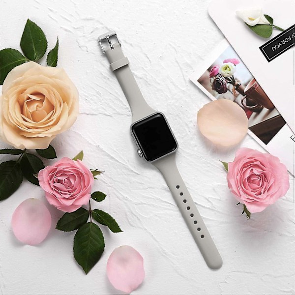Slank Rem Kompatibel med Apple Watch SE 40mm 38mm, Myk Komfortabel Rem Kompatibel for iWatch Series 6 5 4 3 2 1, Skifergrå, M/L