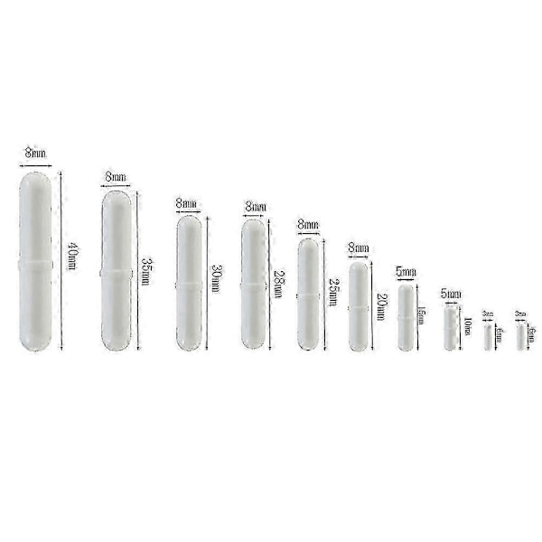 10 stk PTFE Magnetisk Røreren Mixer Rør Stang Spinbar Rør for Lab Bruk Hvit Farge