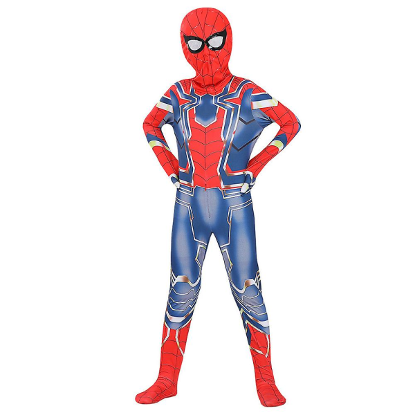 Barn Iron Spider Cosplay Jumpsuit Superhjältedräkt Halloween Carnival Party Bodysuit Presenter 4-5 Years