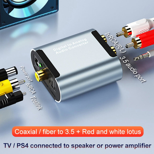 Audio Dekoder Konverter Koaksial Optisk Fiber Digital Lyd Til Analog 3.5 Jack L/r Rca Spdif Stereo