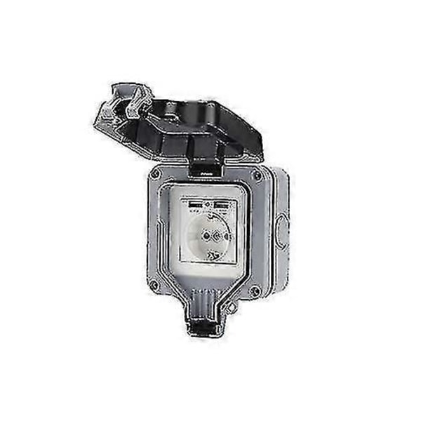 Ulkokäyttöön Tarkoitettu Kaksoispistorasia USB:llä, Vedenpitävä, Kestävä, Sähköpistorasia Seinäkotelolla (yksittäinen) TY