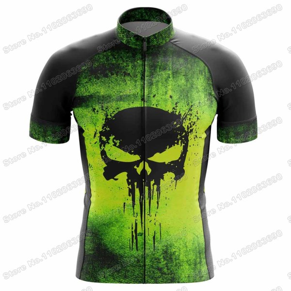 2023 Skull Cykeltröja Set Justiceiro Cykelkläder Herr Punisher Road Bike Shirt Kostym Cykel Bib Shorts MTB Ridkläder 11 3XL