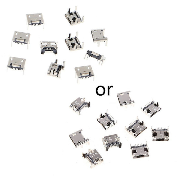 10 stk. Micro USB Type B 5-benet hun-stik SMD 4 ben 90 grader