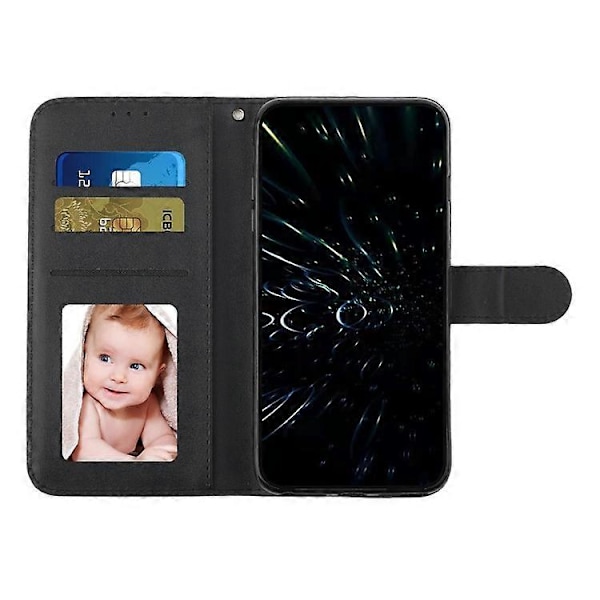 Yhteensopiva Oppo A3x 4G / 5G (Intia) / A3 4G / 5G / A40 4G / A60 5G -puhelinmallien kanssa, suojakotelo, jalustallinen, läppämallinen, suojaava nahkainen puhelinkotelo Black