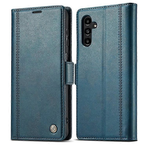LC.IMEEKE Yhteensopiva Samsung Galaxy A55 5G -kotelo Magneettinen PU-nahkakansi Hardware-logolla Blue