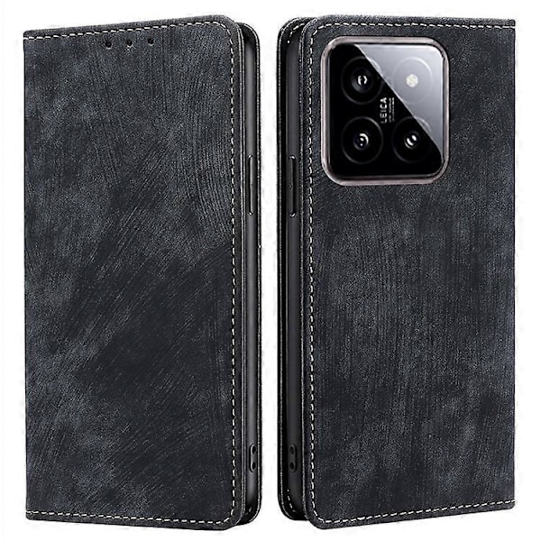 Kompatibel med Xiaomi 14 Deksel RFID Lommebok Lær Telefondeksel Anti-ripe Telefonskall Black