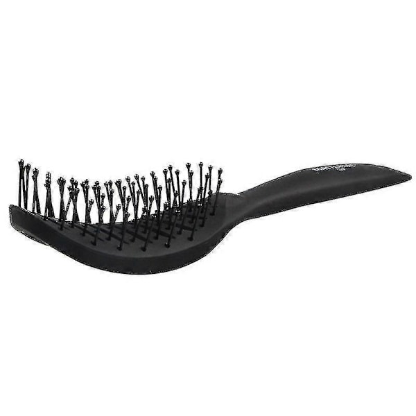 Böjd Hårborste med Ventiler för Föning, Styling och Salong, Utredningsborste för Kort Tjockt Trassligt Hår, Både Män och Kvinnor, Svart 4.2*24.1CM