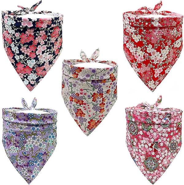 Färgglada hundhaklappar med blommor för hundar, D, One Size