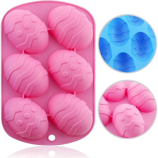 2 Pak Easter Æg Silikoneforme, 6 Hulrum Søde Easter Æg Form Silikone Slikform Bakke Til Easter Chokolade, Fest Jelly, Isterninger