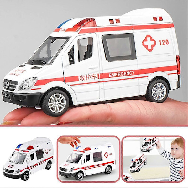 Valettu metalliseos ambulanssiauto mallilelu ajoneuvo lapsille lahjaksi