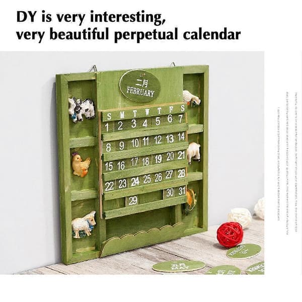 Väggkalender Kreativ Dekorativ Trä Evighetskalender Hängande Ornament
