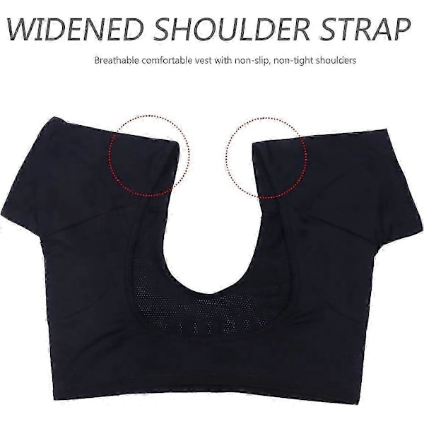 Vaskbar Svedskjold Vest Åndbar Svedabsorberende Vest Toppe Hurtigtørrende Underarms Armhule Fugtpude Vest til Kvinder Mænd Sort Large