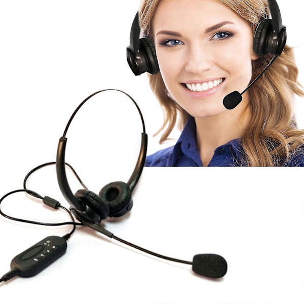 USB Støjreducerende Headset med Mikrofon Svanehals Mikrofon Call Center Kontor PC Computer On Ear Kablede Hovedtelefoner