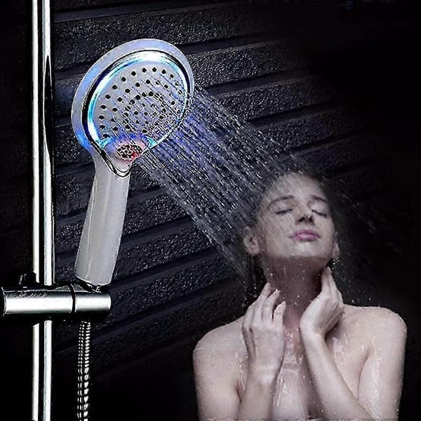 LED Dusjhode, LED Dusjhode Hånddusj, 3 Farger Temperaturkontroll Dusjhode, LED Temperatur Dusjhode, Temperaturkontroll Dusjspray