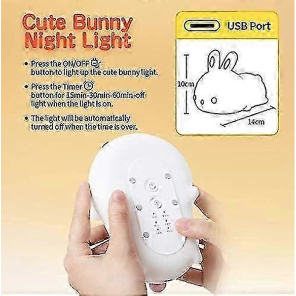 Børne Natlampe, Baby Pige Kanin Natlampe, Bærbar Elektrisk USB Genopladelig LED Natlampe, Flerfarvet Nat Sengelampe, bir SZRH