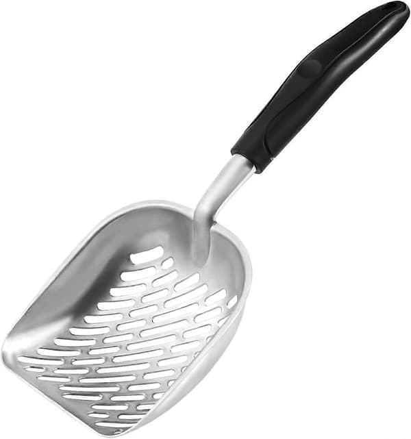Katteskovl, holdbar aluminiumssi, kraftig, til kattebakke, King Size (Sort)