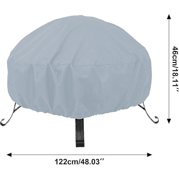 Rund Eldstadstäcke, Vattentätt Återanvändbart Eldstadstäcke Tarp Eldstadstäcke Utomhus Eldstadstäcke Med Dragkedja (122 X 46 Cm, Grå)