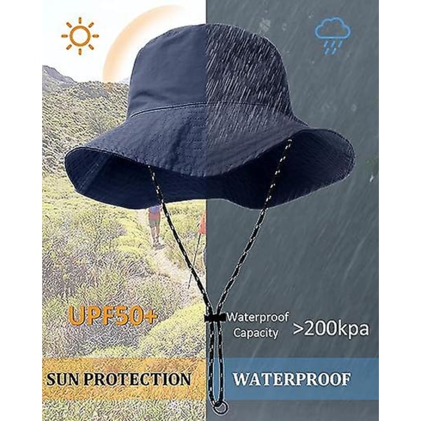 Vattentät Solhatt Upf 52+ Bucket Hat UV-skydd Packbar Brätte Boonie För Kvinnor Män Sommar Lätt Vandring Utomhuskeps