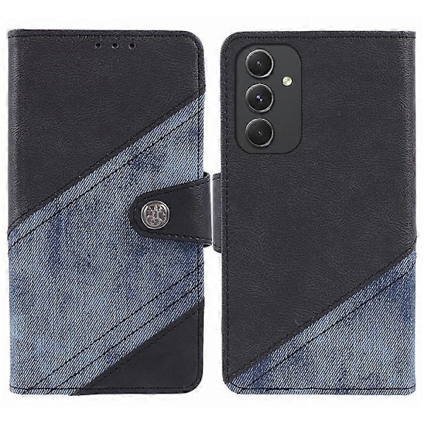 Kompatibelt Skal för Samsung Galaxy A55 5G, skarvad PU-läder magnetisk stängning plånboksfodral Black