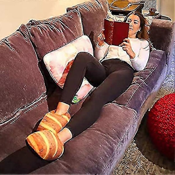 Myke tøfler for kvinner, brødtøfler, Memory Foam supermyke og fluffy, varme vintertøfler i bomull, slip-on myke og morsomme hjemmetøfler, sklisikre S