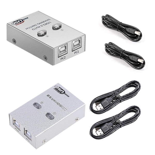 USB Printer Delingsenhed Dataoverførsel Splitter Auto Switch Hub 2 Ind 1 Ud