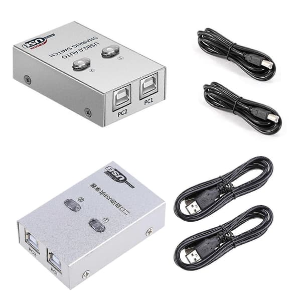 USB Printer Delingsenhet Dataoverføring Splitter Auto Switch Hub 2 Inn 1 Ut
