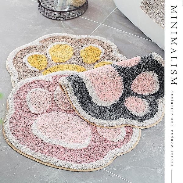 Tflycq 19,6" X 24,4" Cat Paw kylpymatto Kylpyhuonematto Kylpymatto Liukumaton Pehmeä Suihkumatto Pehmeä mikrokuituliina vettä imevät Paksut Shaggy Lattiamatot, Kone Yellow