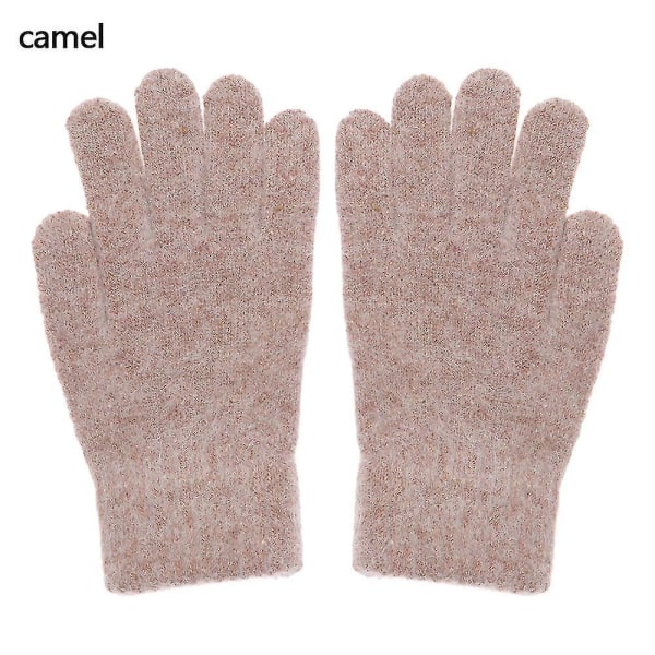 1 par vinterelastiska ylle kashmir Cykling Körhandskar Helfingerhandskar Vantar Kvinnor Män Mode Utomhusskidåkningshandskar Camel