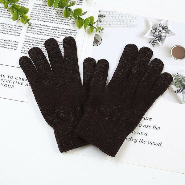 Kvinnors stickade vinterhandskar Cashmere stickade kvinnor Höst och vinter Varma tjocka handskar Pekskärms skidhandskar Coffee