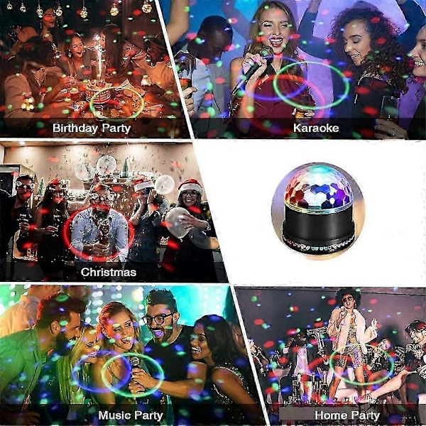 Diskokule LED Diskokule, RGB Diskolys, Partylys, Musikkstyrt