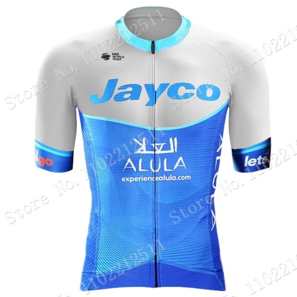 Team Jayco Alula 2023 Cykeltröja Set Kortärmad Blå Herrkläder Road Bike Shirts Kostym Cykel Bib Shorts MTB Maillot 1 5XL