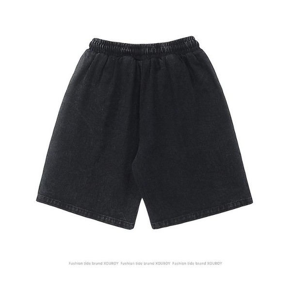 Pan-byxor Herr Retro Tide Brand Gör gammaldags jeansshorts Herr Och Kvinnor black XL