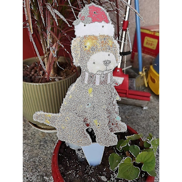 2D Lysende Jule Goldendoodle Hund, Fluffy Doodle Hund Med Lyskæde Jule Akryl Udendørs Plæne Ornament