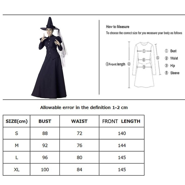 Carnival Halloween Lady Glamour Witch -asu Klassinen viktoriaaninen elegantti noita Cosplayn hieno juhlamekko Black 01 XL