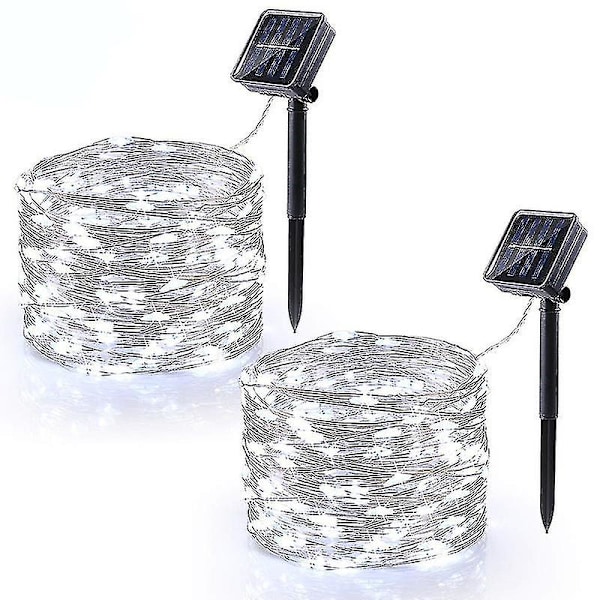 Solar LED Stripelys for Juledekorasjon 10m Hvit 2stk