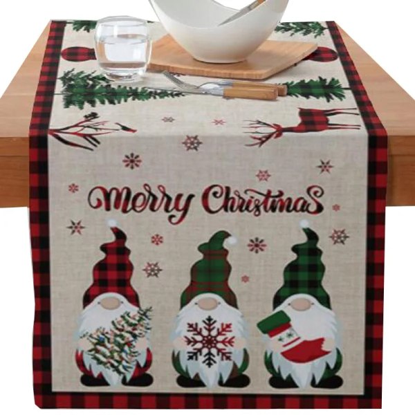 Uusi joulukukka Faceless Gnome Elk Tree liinavaatteet printed pöytäliina lippu ruokasali keittiö pöytäliina pöytäliina cover sisustus style 12 rectangle 33X120CM